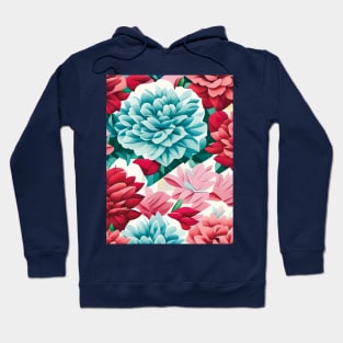 Red Pink Blue Carnation Abstract Artwork Hoodie